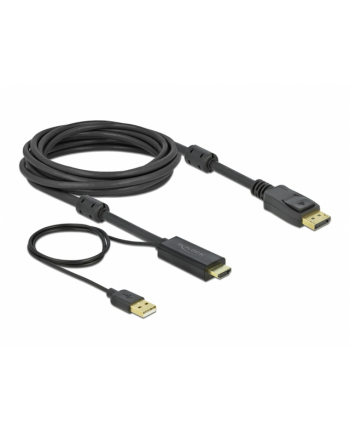 DELOCK HDMI M DisplayPort M 4K cable 5m powered by USB A M black