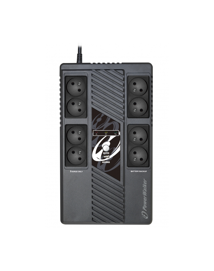 POWER WALKER UPS Line-Interactive 100VA MS 8x FR RJ45 in/out USB HID USB charger główny