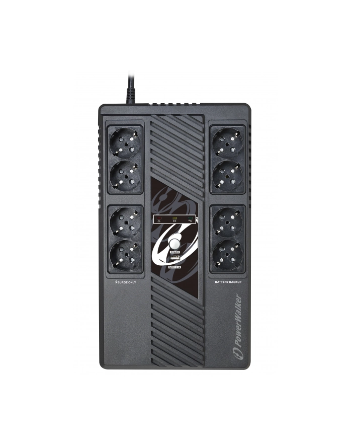 POWER WALKER UPS Line-Interactive 1000VA MS 8x schuko RJ45 in/out USB HID USB charger główny