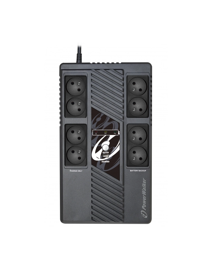 POWER WALKER UPS Line-Interactive 100VA MS 8x FR RJ45 in/out USB HID USB charger główny
