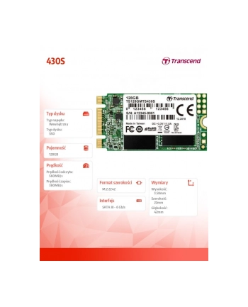 transcend Dysk SSD 430S 128GB 2242 M.2 SATA III 6Gb/s nr 2