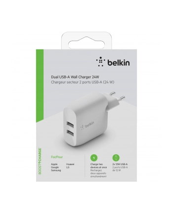 belkin Podwójna ładowarka ścienna Boost Charge 12W x2 Biała