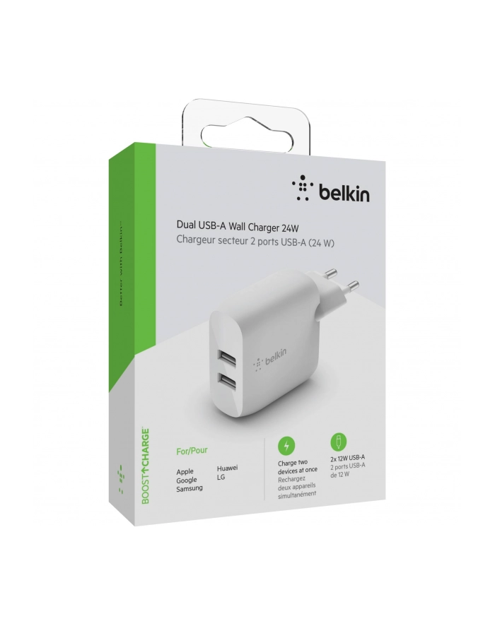 belkin Podwójna ładowarka ścienna Boost Charge 12W x2 Biała główny