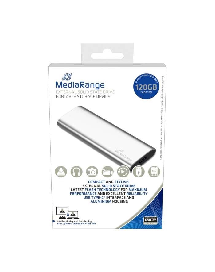 MediaRange 120 GB, external SSD (silver, USB-C 3.2 (10 Gbit / s), external) główny