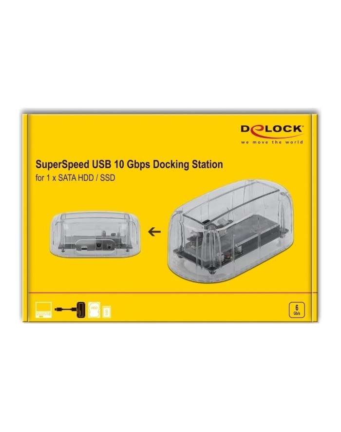 DeLOCK 64089 storage drive enclosure 2.5/3.5'' HDD/SSD enclosure Transparent, Docking station główny