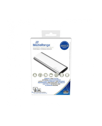 MediaRange 480 GB, external SSD (silver, USB-C 3.2 (10 Gbit / s), external)