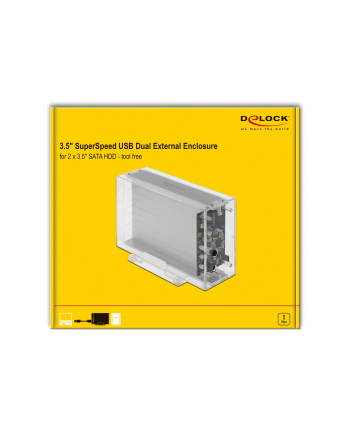 DeLOCK 42624 storage drive enclosure 2.5/3.5'' HDD/SSD enclosure Transparent, Drive cases