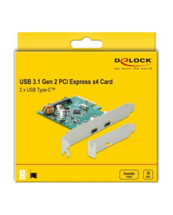 DeLOCK PCIe x4> 2xext SuperS. USB 10Gbps (USB 3.1 Gen 2) USB Type-C feMałe