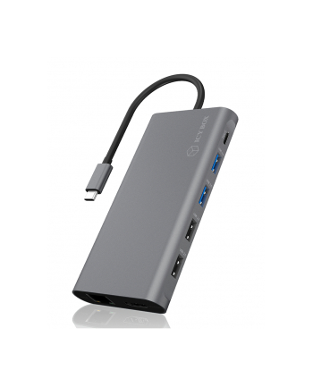 ICY BOX IB-DK4050-CPD USB 3.2 Gen 1 (3.1 Gen 1) Type-C 5000 Mbit/s Anthracite, Docking station