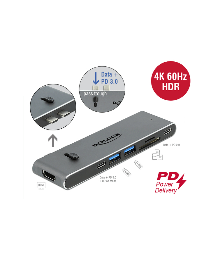 DeLOCK Docking Station Dual USB-C w. HDMI / USB / SD / PD 87752 główny