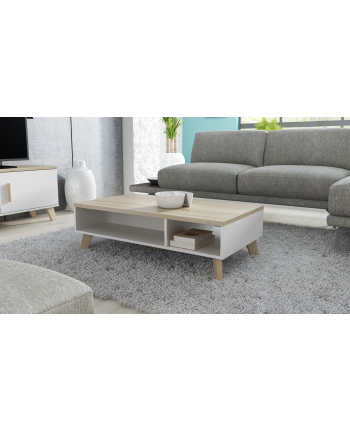 cama meble Ława LOTTA 110 biały+ dąb sonoma