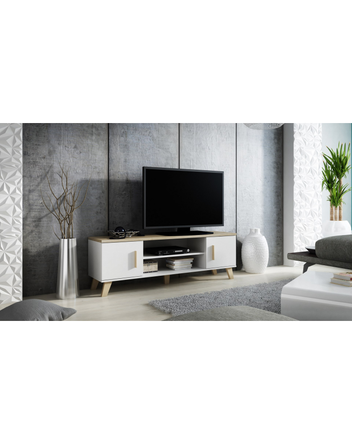 cama meble RTV LOTTA 160 2D2K biały+ dąb sonoma główny