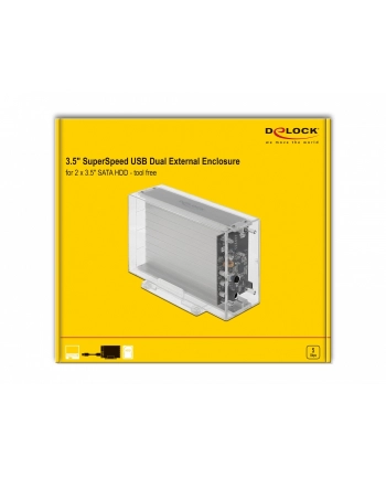 DeLOCK 42624 storage drive enclosure 2.5/3.5'' HDD/SSD enclosure Transparent, Drive cases