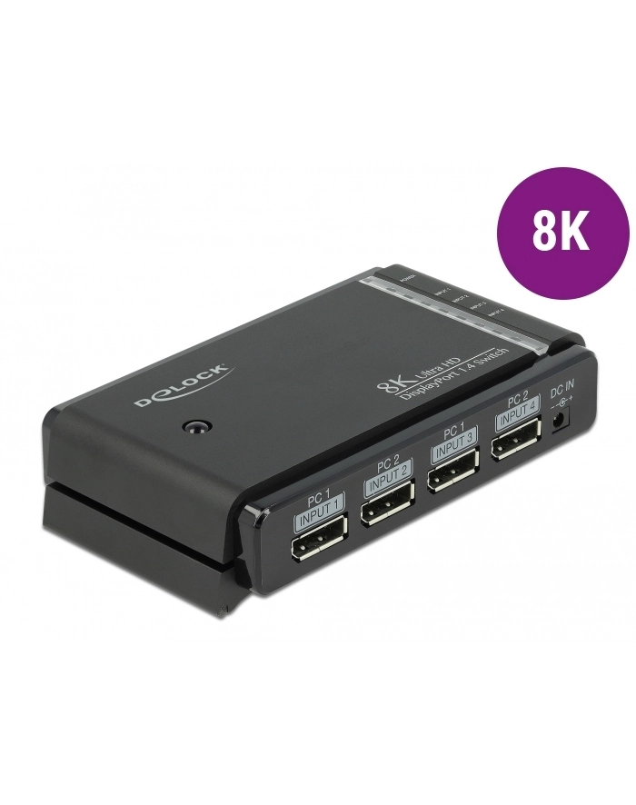DeLOCK DisplayPort 1.4 Switch 2 x 2 DisplayPort in to 1 x 2 DisplayPort out 8K, DisplayPort Switch (black) główny