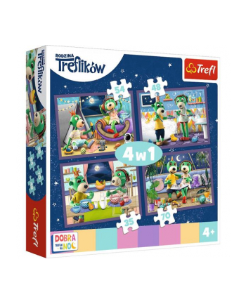 Puzzle 4w1 Wieczorne rytuały Treflików - Dobranoc, Trefliki na dobranoc 34370 Trefl