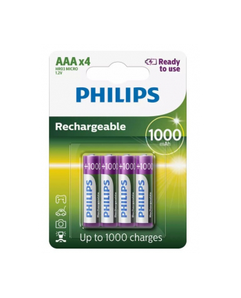 philips Akumulatory AAA 1000 mAh 4-blister