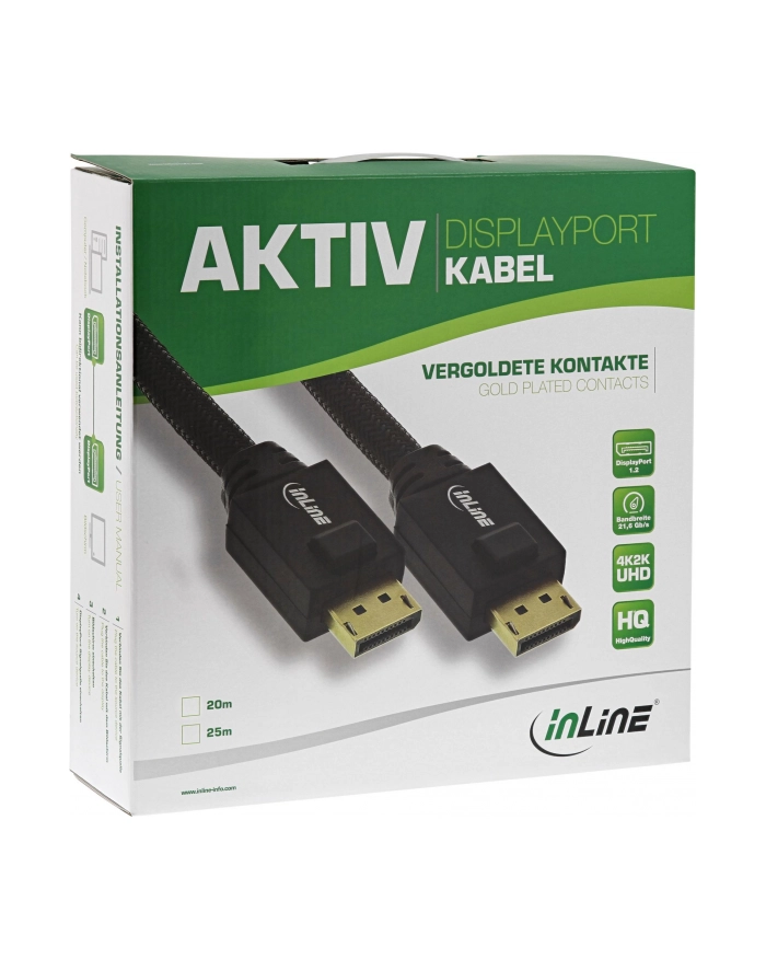 InLine DisplayPort Kabel aktywny czarny pozłacane kontakty 20m 4K (17120A) główny