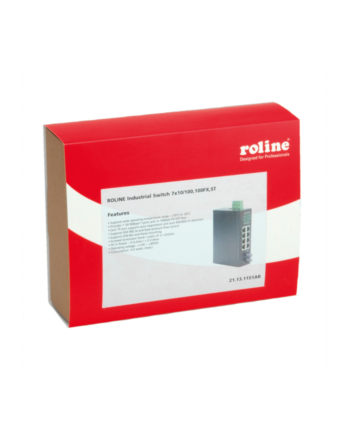 Roline 7x 10/100 + 1x 100FX (ST) Industrial Switch (21.13.1151) główny