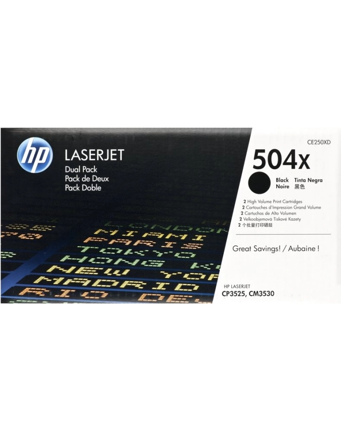 Originalny Toner  HP 504X (Black) 10.500 stron (CE250XD) główny