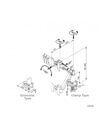 ROLINE LCD Monitor Stand Pneumatic, Desk Clamp, Pivot 1 Joint