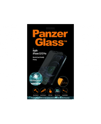 PANZERGLASS SZKŁO HARTOWANE IPHONE 12/12 PRO DO ETUI ANTYBAKTERYJNE FILTR PRV P2711