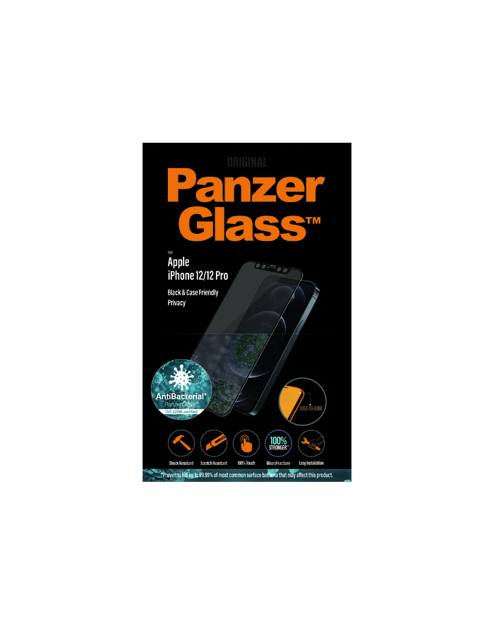 PANZERGLASS SZKŁO HARTOWANE IPHONE 12/12 PRO DO ETUI ANTYBAKTERYJNE FILTR PRV P2711 główny