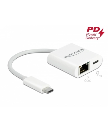 DeLOCK USB-C adapter> Gigabit LAN + PW - LAN 10/100/1000 Mbps with Power Delivery