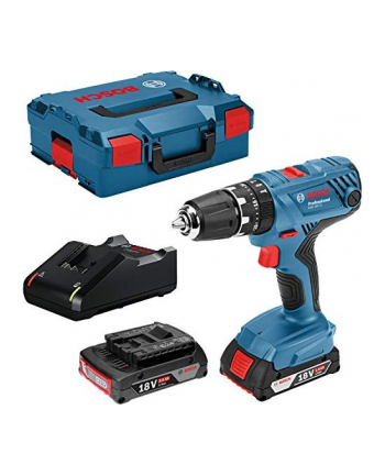 bosch powertools Bosch cordless hammer drill GSB 18V-21 Professional, 18Volt (blue / black, L-BOXX, 2x Li-Ion battery 2.0Ah)