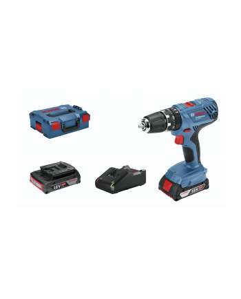 bosch powertools Bosch cordless hammer drill GSB 18V-21 Professional, 18Volt (blue / black, L-BOXX, 2x Li-Ion battery 2.0Ah)