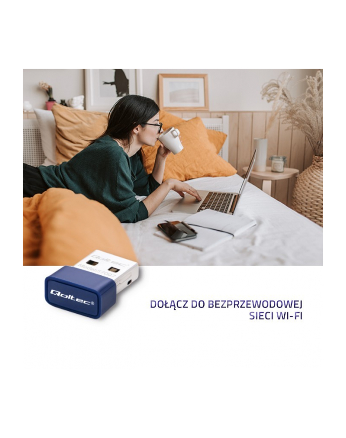 qoltec Bezprzewodowy mini adapter Wi-Fi | BT 4.0 USB | standard N główny