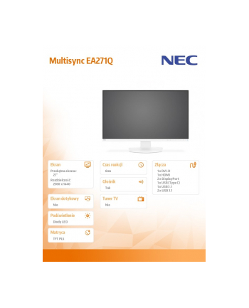 nec Monitor Multisync EA271Q 27 cali WQHD Biały