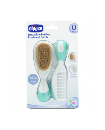 Chicco Szczotka Nat.Włosie + Grzebyk - Niebieski nr 2