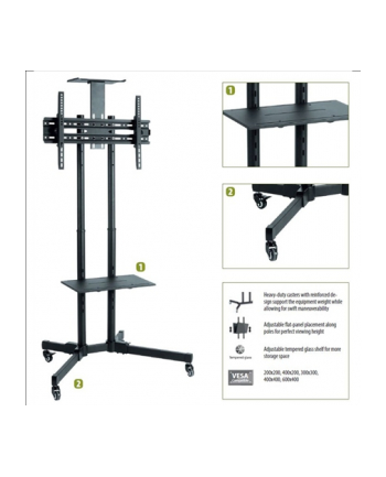 Sunne Floor stand, S112 multifunctional Mobile TV cart, 37-70 '', Tilt, Black