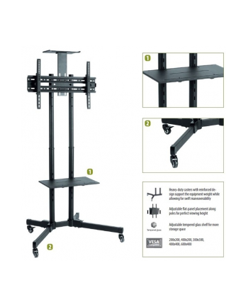 Sunne Floor stand, S112 multifunctional Mobile TV cart, 37-70 '', Tilt, Black