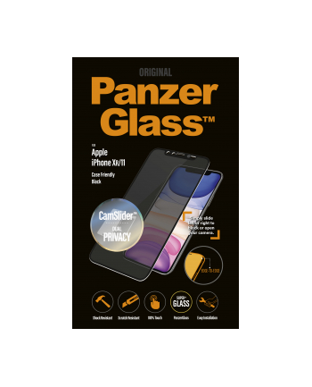 PANZERGLASS SZKŁO OCHRONNE EDGE-TO-EDGE DLA APPLE IPHONE XR/11 CZARNE Z CAMSLIDE