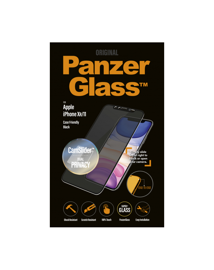 PANZERGLASS SZKŁO OCHRONNE EDGE-TO-EDGE DLA APPLE IPHONE XR/11 CZARNE Z CAMSLIDE główny