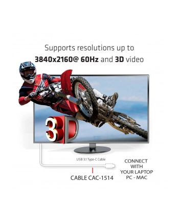 Club 3D USB HDMI 1.8m Biały (CAC-1514) nr 2