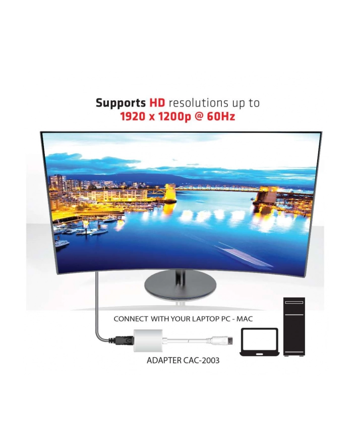 Club 3D DisplayPort - D-Sub 0.25m Biały (CAC-2003) główny