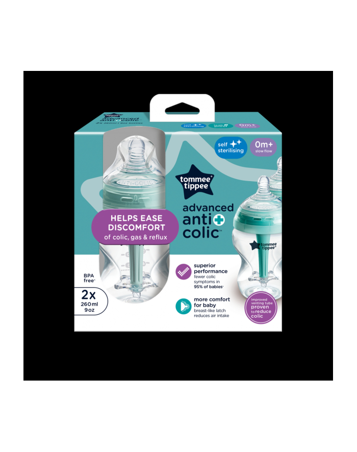 Tommee Tippee Butelka Antykolkowa 0M+ 260 Ml 2 Szt główny
