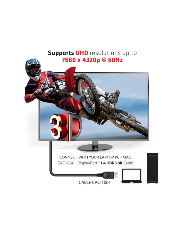 Kabel Club 3D DisplayPort - DisplayPort 5 Czarny (CAC-1061) główny