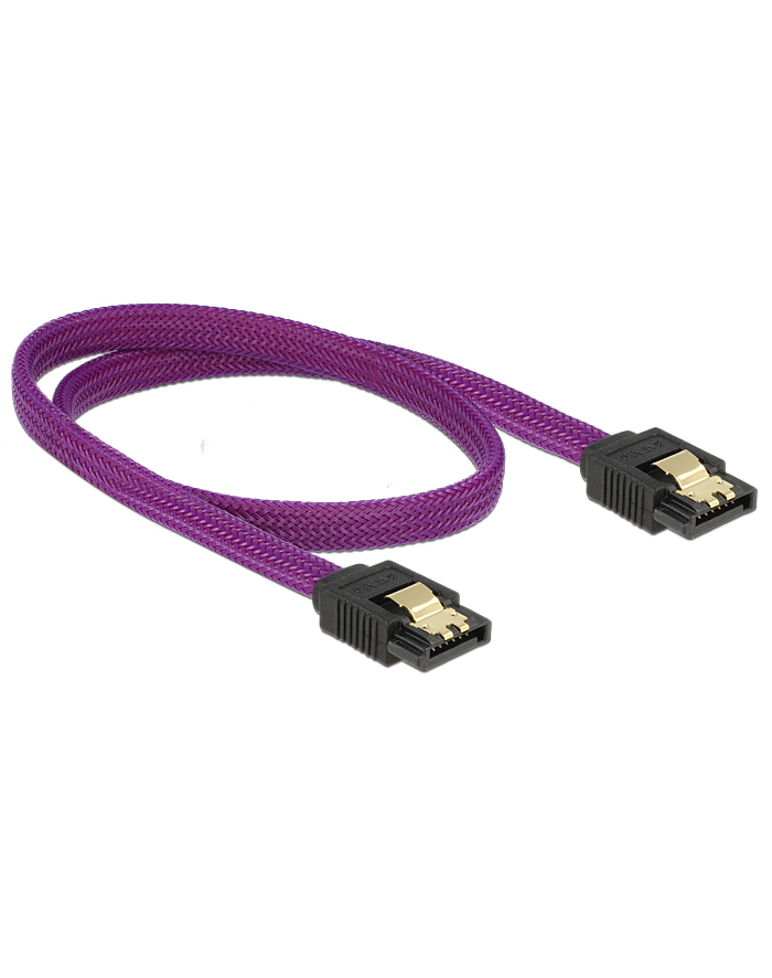 Delock Premium SATA DATA III Metalowe Zatrzaski 50 cm Fioletowy (83691) główny