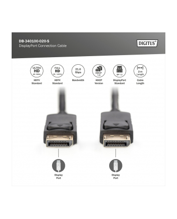 Digitus DisplayPort-DisplayPort 2m Czarny (DB340100020S) nr 2