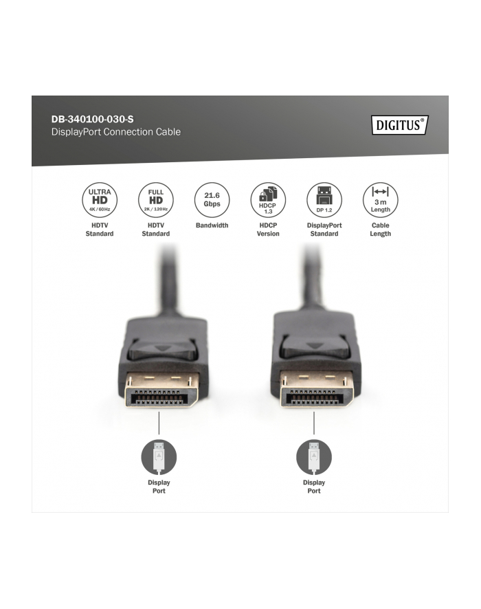 DIGITUS DisplayPort cable - 3 m główny