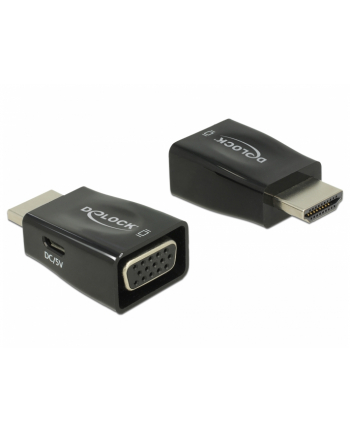 Adapter AV Delock ADAPTER HDMI(M)->VGA(F)+USB MICRO(F) CZARNY MINI ROZMIAR DELOCK
