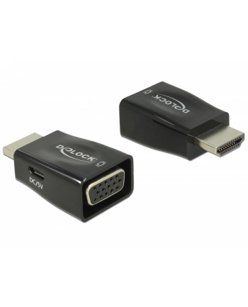 Adapter AV Delock ADAPTER HDMI(M)->VGA(F)+USB MICRO(F) CZARNY MINI ROZMIAR DELOCK nr 1