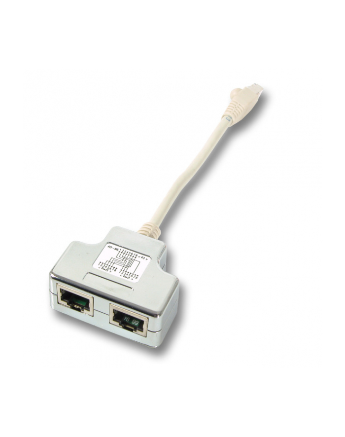 Przejściówka rozdzielacz RJ45 2 x RJ45 (żeńskie), kat. 5e, 8 4 + 4 główny