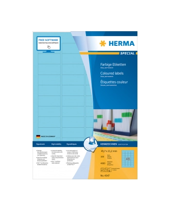 Herma Kolorowe Etykiety A4, 45,7 X 21,2 Mm, Niebieski, Trwała Przyczepność - 4547 nr 2