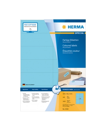 Herma Kolorowe Etykiety A4, 105 X 42,3 Mm, Niebieski, Trwała Przyczepność - 4558 nr 2