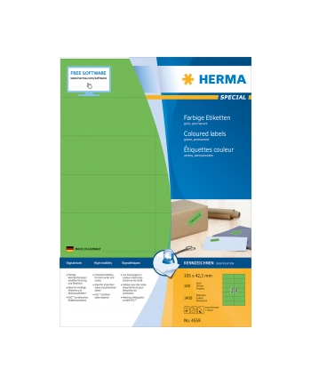 Herma Kolorowe Etykiety A4, 105 X 42,3 Mm, Zielony, Trwała Przyczepność - 4559 nr 2