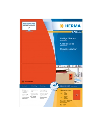 Herma Kolorowe Etykiety A4, 199,6 X 143,5 Mm, Czerwony, Trwała Przyczepność - 4567 nr 2